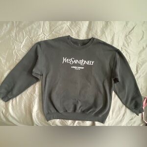 Lonely Ghost “Yves Saint Lonely” Parody Black Crew Sweater- Ladies Large